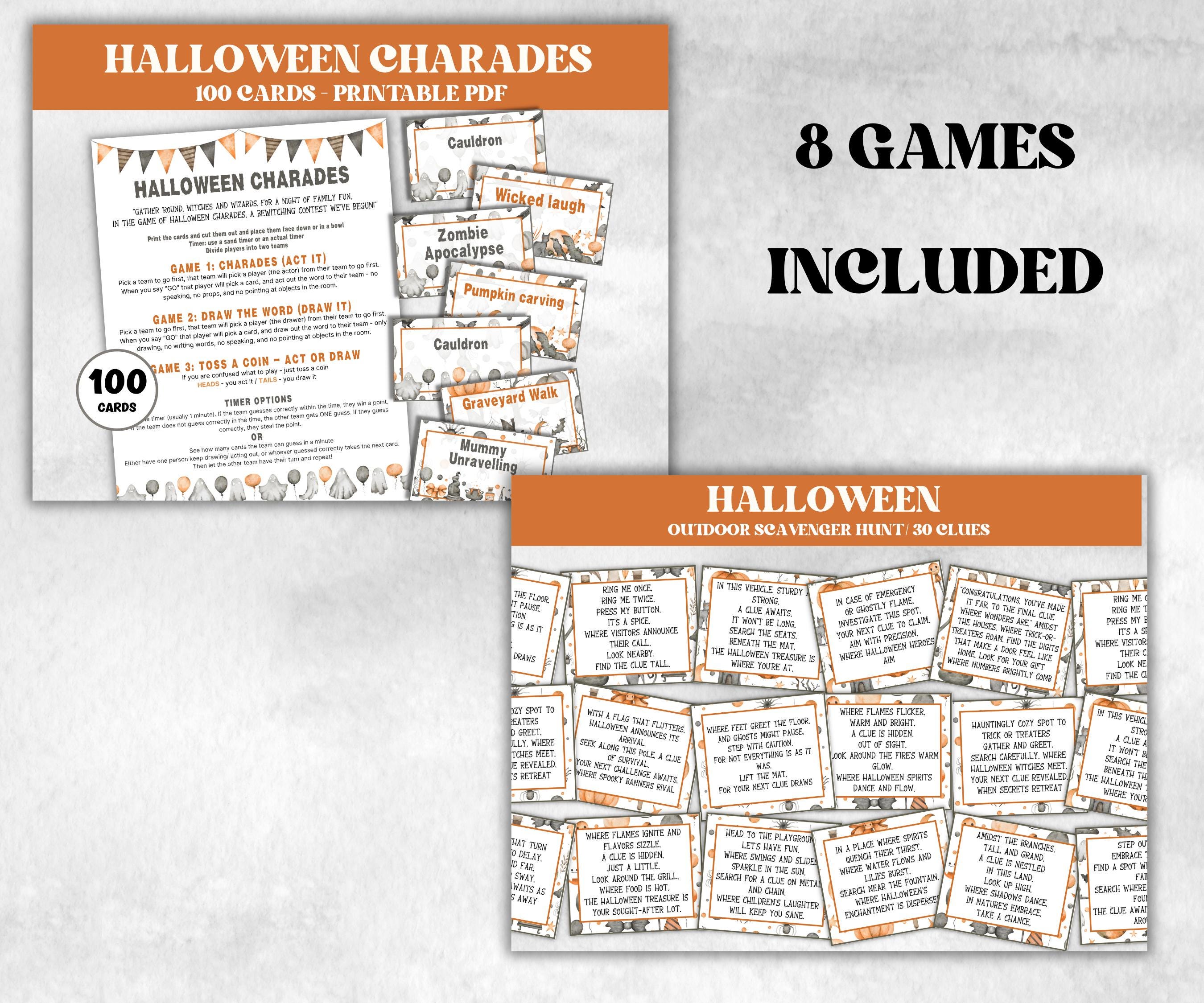 Halloween Games Bundle, Family Feud, Truth Or Scare, 5 Second Game, Scavenger Hunt, Charades, Taboo, Printable Halloween Party Activities-Halloween Printables -TheHustlingCatLady-Party Games