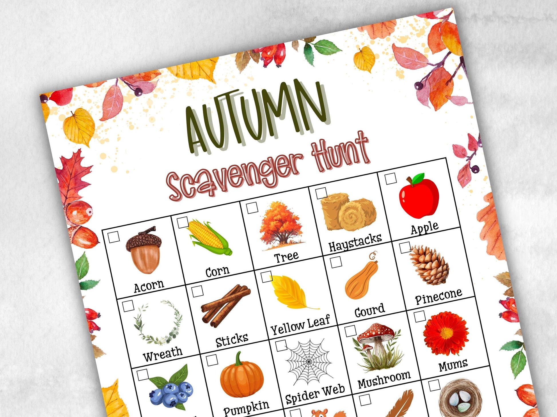 Autumn Scavenger Hunt for Kids, Outdoor Thanksgiving Scavenger Hunt, Fun Family Activity, Fall Outdoor Treasure Hunt, Printable Game for Kid-Thanksgiving -TheHustlingCatLady-Party Games