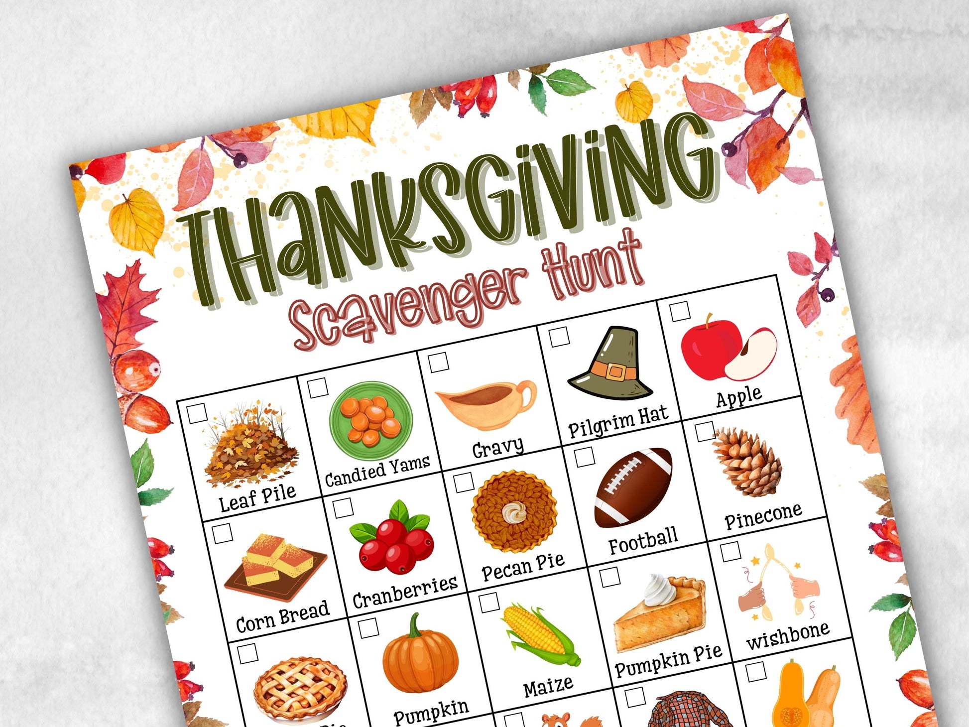 Thanksgiving Scavenger Hunt for Kids, Outdoor Thanksgiving Scavenger Hunt, Fun Family Activity, Fall Outdoor Treasure Hunt, Printable Game-Thanksgiving -TheHustlingCatLady-Party Games