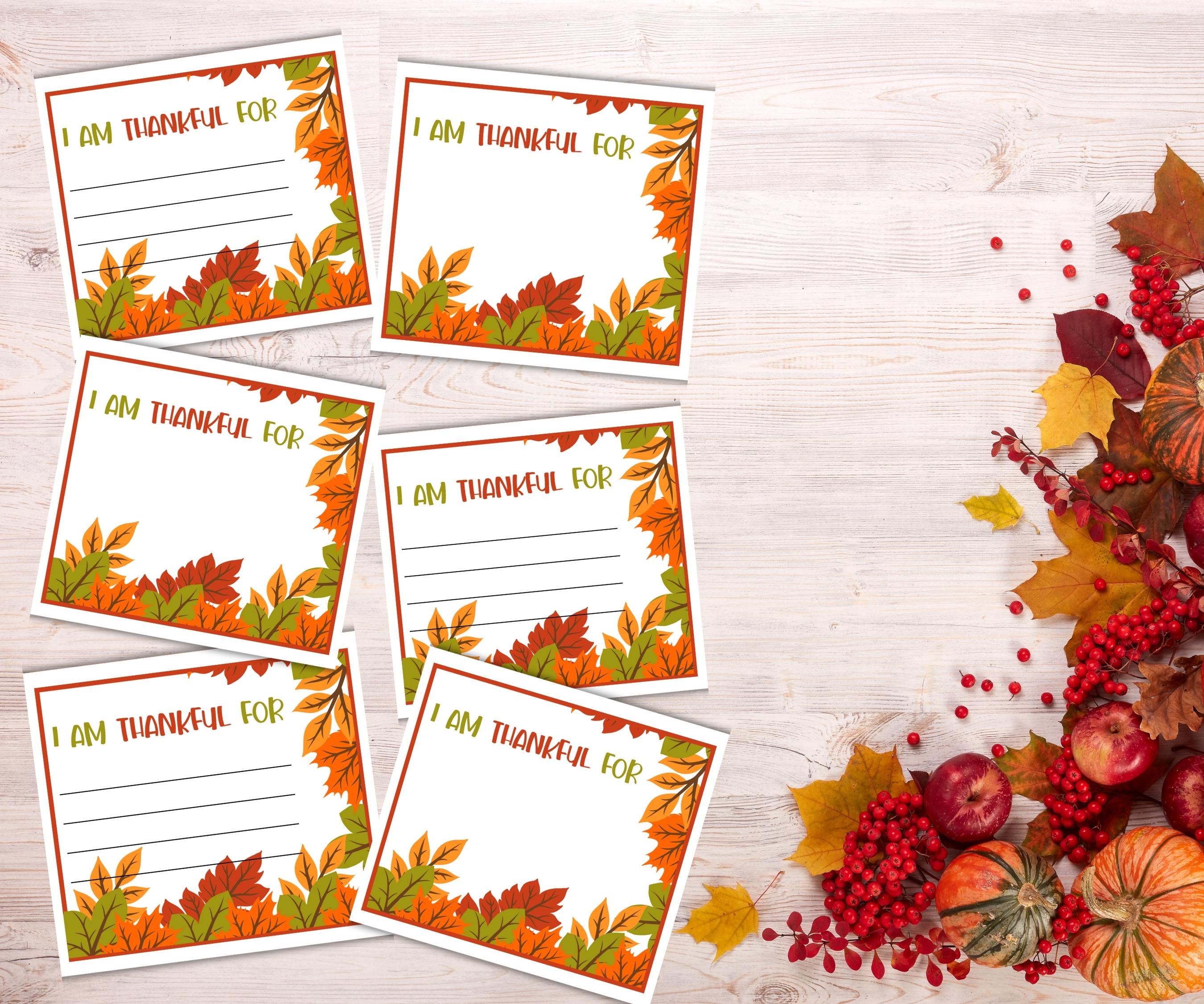 I am grateful for cards, Thanksgiving Gratitude Cards, DIY Grateful Cards, I am thankful for cards, Gratitude Activity for Kids, Table Cards-Thanksgiving -TheHustlingCatLady-Party Games