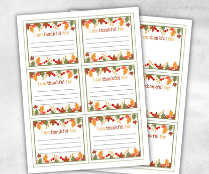 I am thankful for cards, I am grateful for cards, Thanksgiving Gratitude Cards, DIY Grateful Cards, Gratitude Activity for Kids, Table Cards-Thanksgiving -TheHustlingCatLady-Party Games