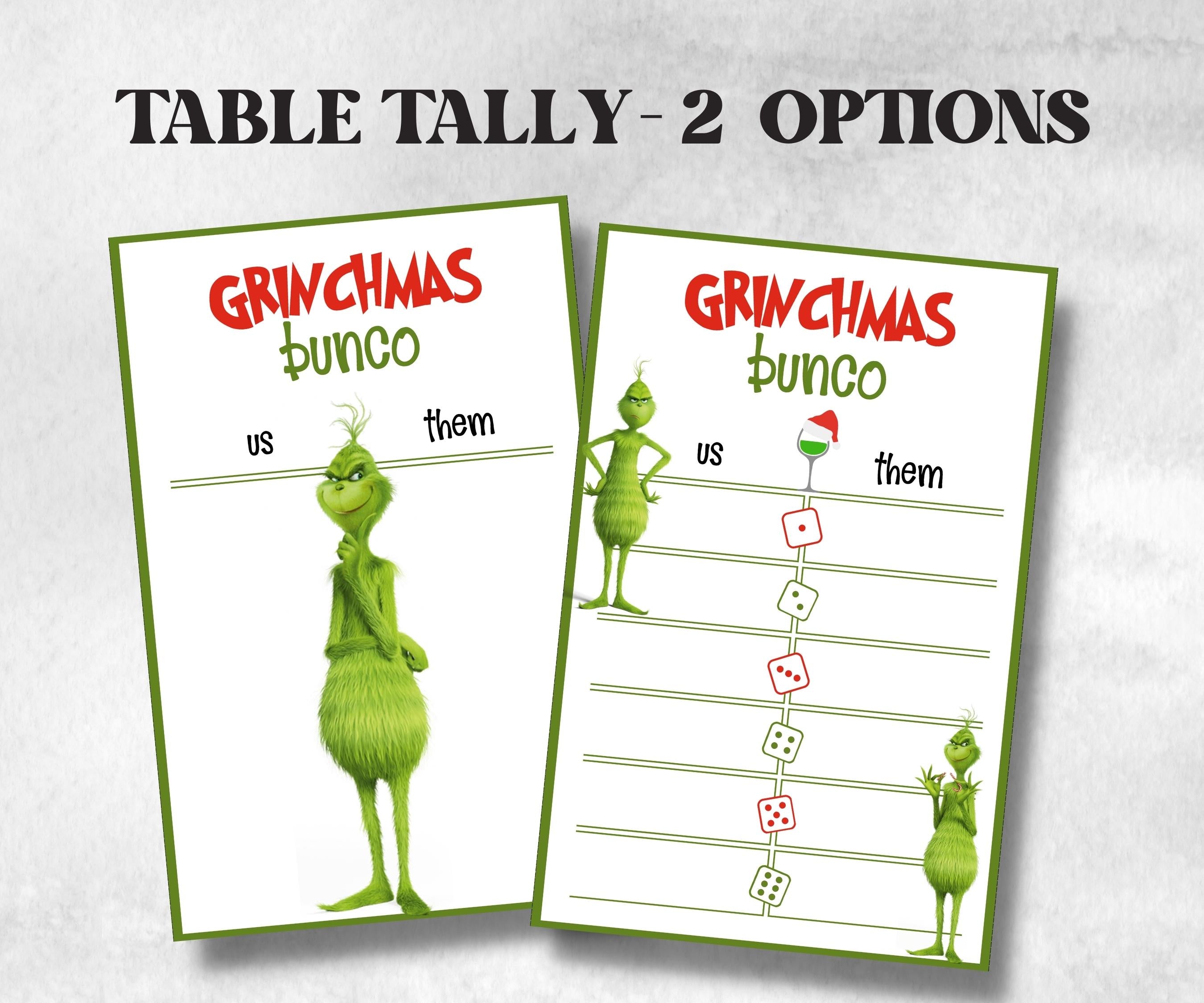 Grinchmas Bunco Night, Printable Grinchmas Bunco Score Sheet, Grinchmas Bunco Invitation, Bunco Game, Tally Sheet, bunco score cards, merry-Christmas -TheHustlingCatLady-Party Games