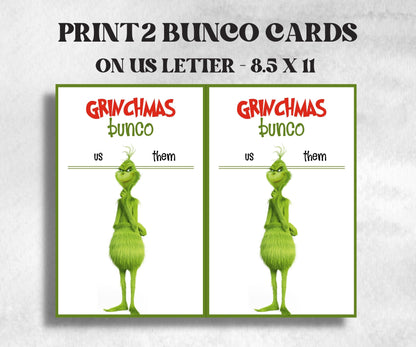 Grinchmas Bunco Night, Printable Grinchmas Bunco Score Sheet, Grinchmas Bunco Invitation, Bunco Game, Tally Sheet, bunco score cards, merry-Christmas -TheHustlingCatLady-Party Games