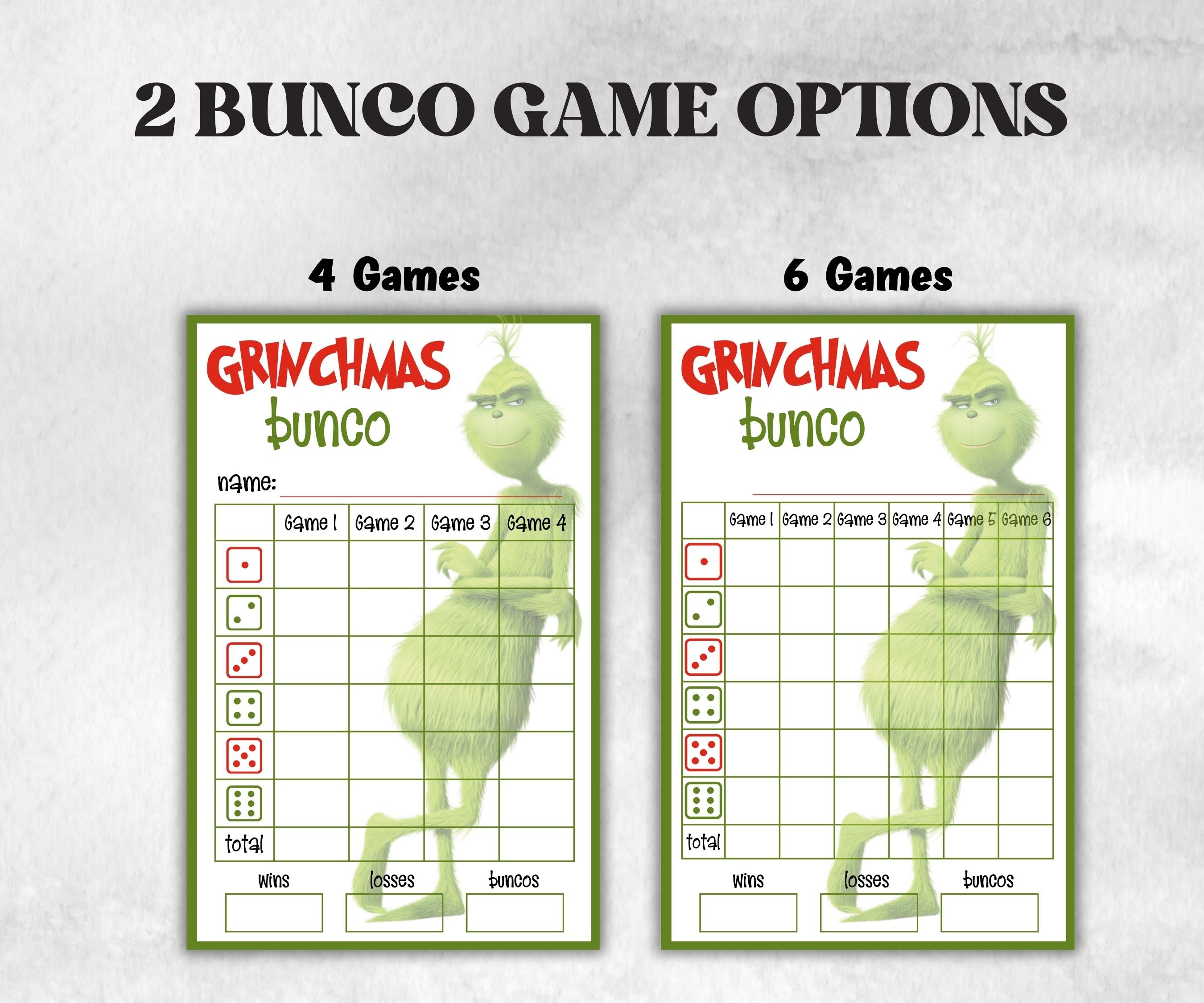 Grinchmas Bunco Night, Printable Grinchmas Bunco Score Sheet, Grinchmas Bunco Invitation, Bunco Game, Tally Sheet, bunco score cards, merry-Christmas -TheHustlingCatLady-Party Games