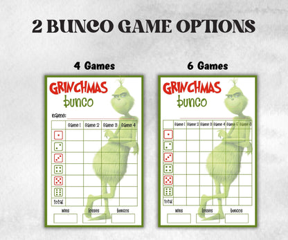 Grinchmas Bunco Night, Printable Grinchmas Bunco Score Sheet, Grinchmas Bunco Invitation, Bunco Game, Tally Sheet, bunco score cards, merry-Christmas -TheHustlingCatLady-Party Games