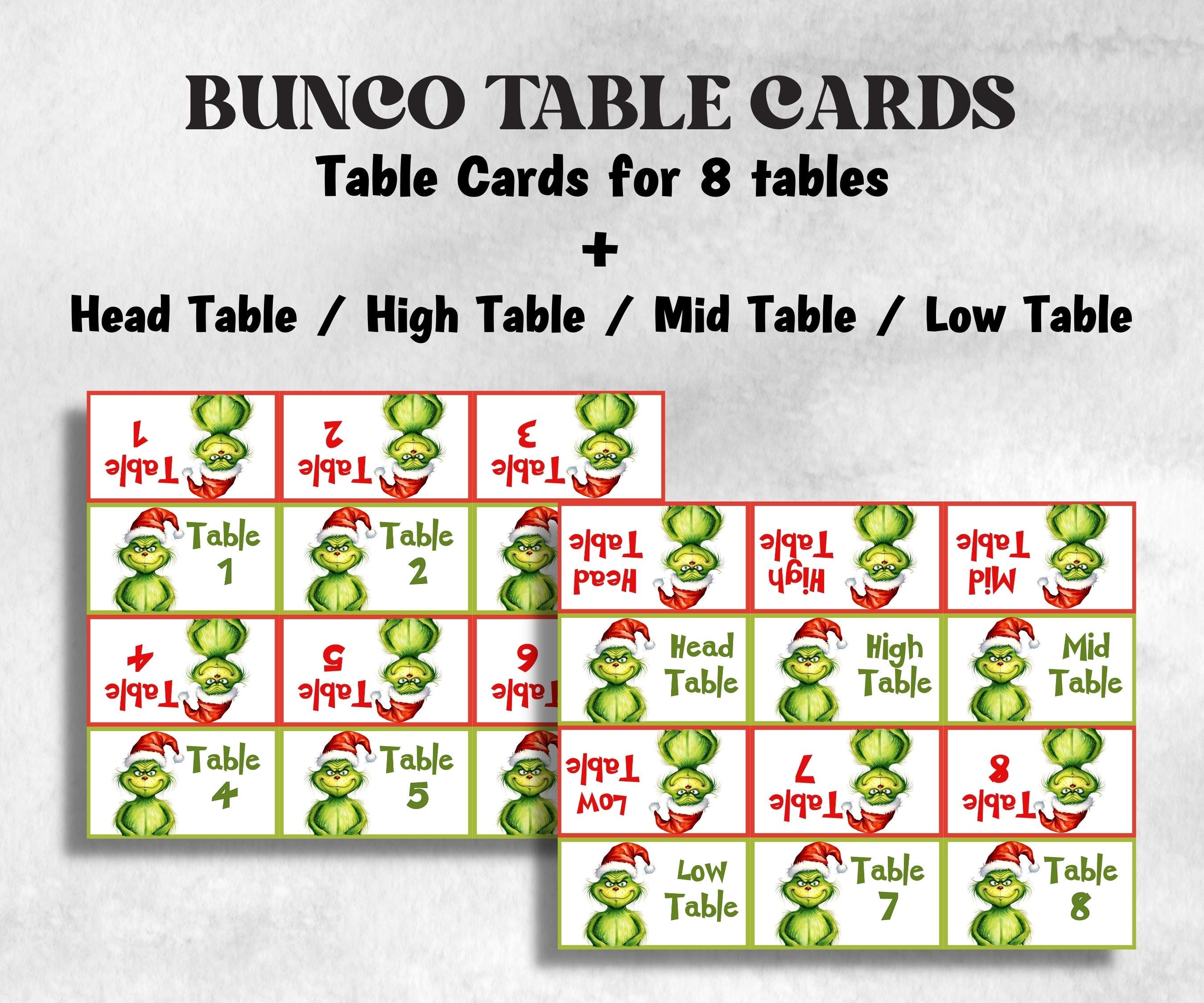 Grinchmas Bunco Party, Grinchmas Bunco Night, Printable Grinchmas Bunco Score Sheet, , Bunco Game, Tally Sheet, bunco score cards, merry-Christmas -TheHustlingCatLady-Party Games