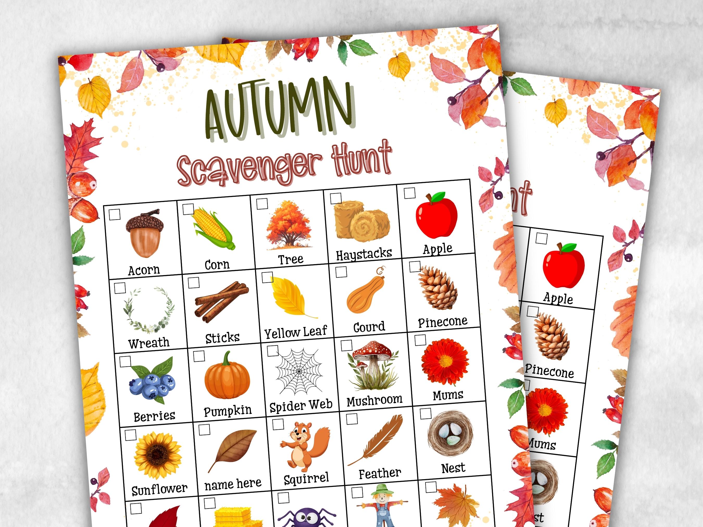 Autumn Scavenger Hunt for Kids, Outdoor Thanksgiving Scavenger Hunt, Fun Family Activity, Fall Outdoor Treasure Hunt, Printable Game for Kid-Thanksgiving -TheHustlingCatLady-Party Games