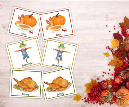 Thanksgiving Memory Pairs, 42 Pairs, Memory Card Game, Thanksgiving Kids activity, Fall Memory Game card, Friendsgiving game, Family Holiday-Thanksgiving -TheHustlingCatLady-Party Games