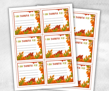 I am grateful for cards, Thanksgiving Gratitude Cards, DIY Grateful Cards, I am thankful for cards, Gratitude Activity for Kids, Table Cards-Thanksgiving -TheHustlingCatLady-Party Games