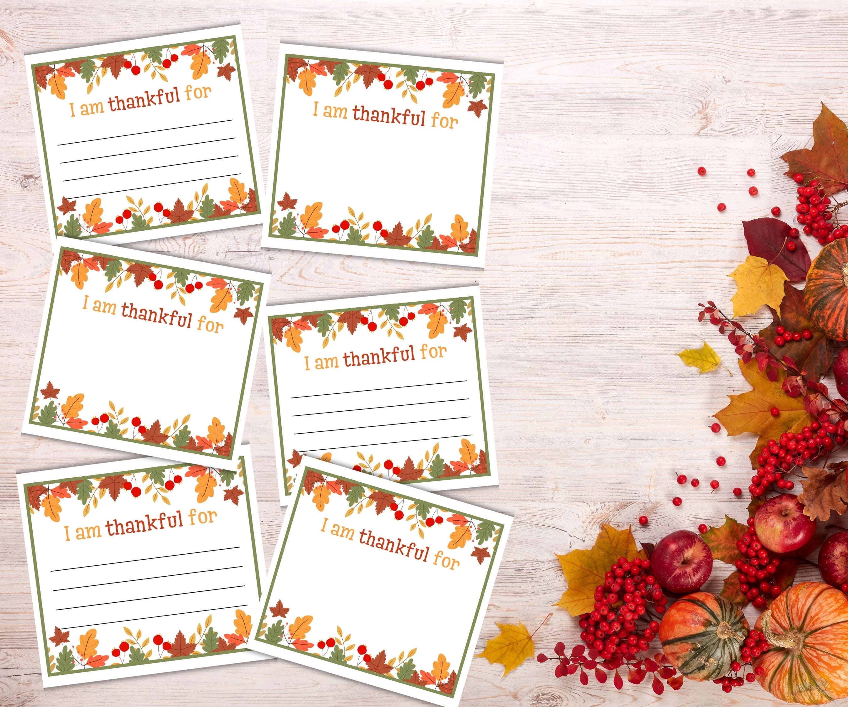 I am thankful for cards, I am grateful for cards, Thanksgiving Gratitude Cards, DIY Grateful Cards, Gratitude Activity for Kids, Table Cards-Thanksgiving -TheHustlingCatLady-Party Games