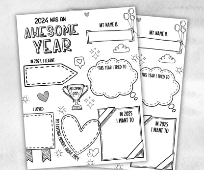 New Year Classroom Activity, Kids Year in review, year recap printable, end of year recap, new years eve activity, Kids New Year's Game- -TheHustlingCatLady-Party Games