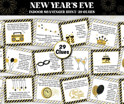 New Year Indoor Scavenger Hunt, Printable New Year Scavenger Hunt, Fun Family Activity, Indoor Treasure Hunt for New Year, Kids Activity- -TheHustlingCatLady-Party Games