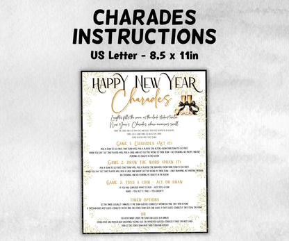 New Year Charades Game, Fun Party Activity, Family Friendly, Digital Game for Celebrations, New Year Charades Ideas, Classroom Activity NYE- -TheHustlingCatLady-Party Games