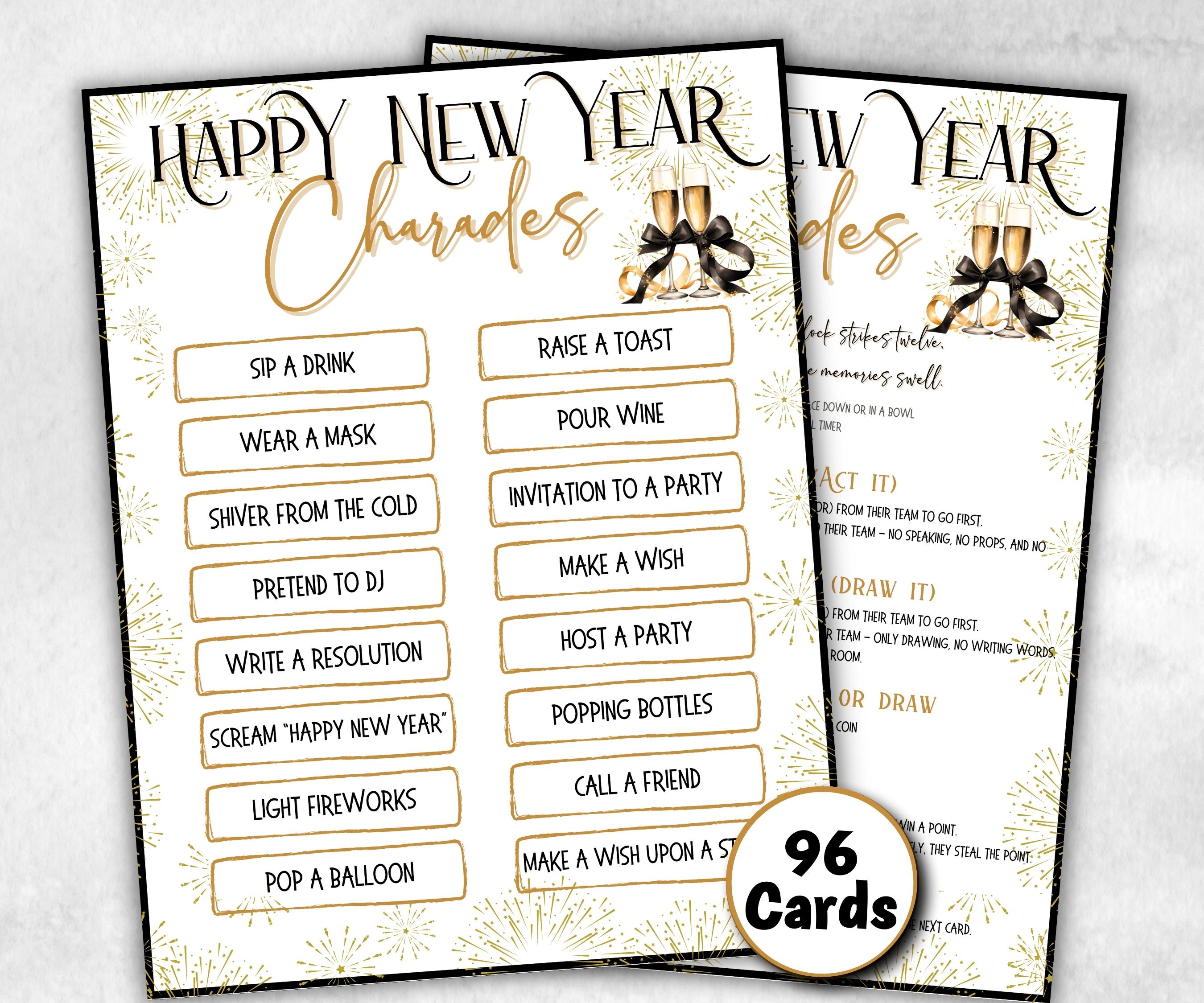 New Year Charades Game, Fun Party Activity, Family Friendly, Digital Game for Celebrations, New Year Charades Ideas, Classroom Activity NYE- -TheHustlingCatLady-Party Games