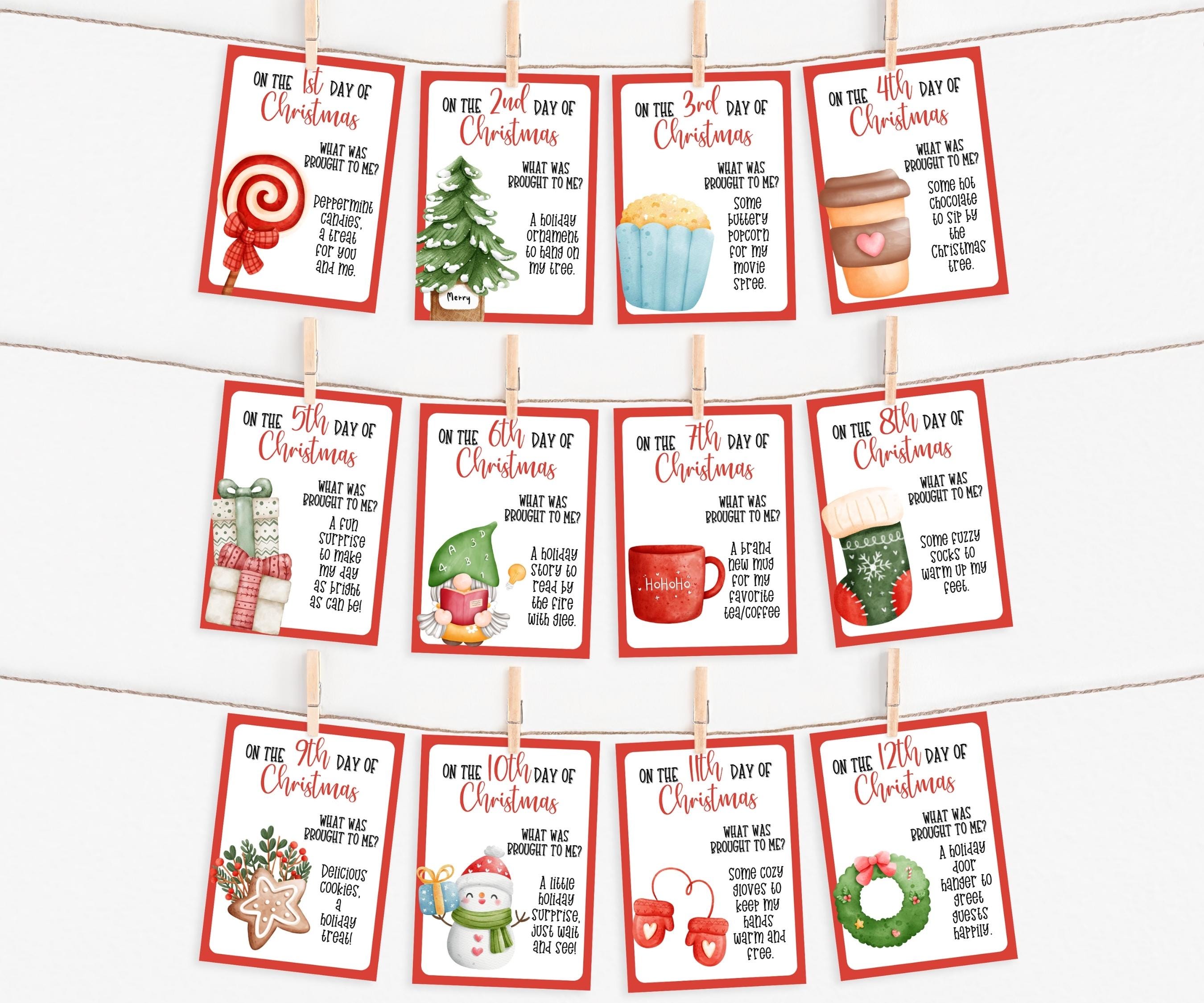 Printable Holiday Tags for Teachers, 12 Days of Christmas Gift Tags, Secret Santa Gifts, Holiday Countdown, Unique Gift tags, Christmas Gift-Christmas -TheHustlingCatLady-Party Games