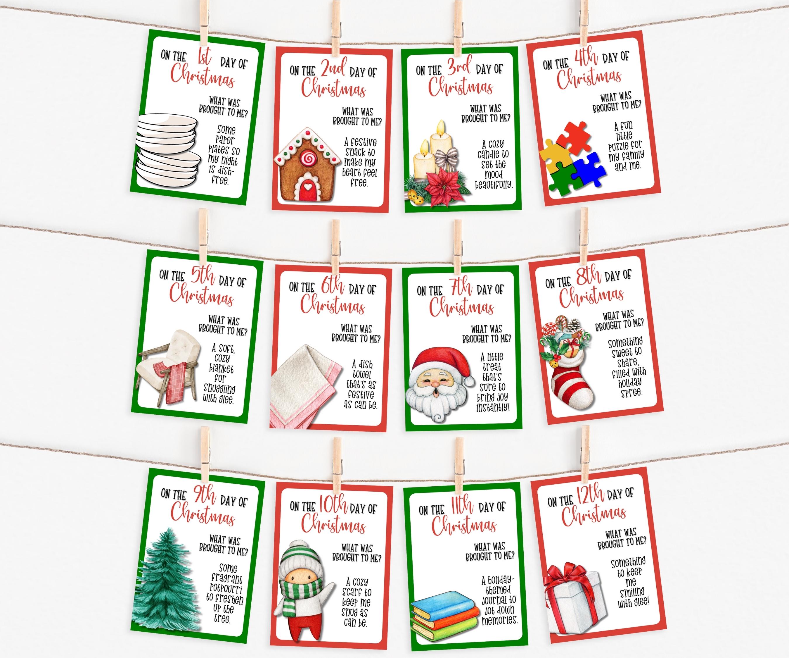 12 Days of Holiday Gift Tags, Printable Holiday Tags for Teachers, Secret Santa Gifts, Christmas Countdown, Unique Gift tags, Christmas Gift-Christmas -TheHustlingCatLady-Party Games