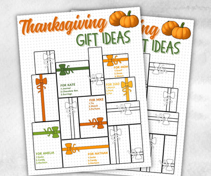 Gift List Tracker, Thanksgiving Gift List, Printable Thanksgiving Gift List Tracker, Gift Planner, printable gifts list, kids thanksgiving-Thanksgiving -TheHustlingCatLady-Party Games