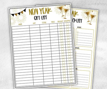 Printable New Year Gift List, Holiday Shopping Budget Tracker, Printable Checklist, New Year Gift Tracker, NYE Shopping List for kid- -TheHustlingCatLady-Party Games