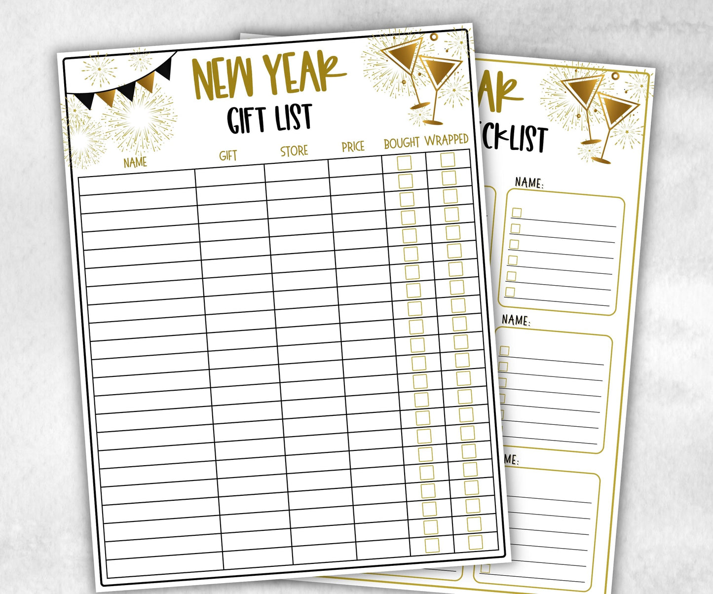 Printable New Year Gift List, Holiday Shopping Budget Tracker, Printable Checklist, New Year Gift Tracker, NYE Shopping List for kid- -TheHustlingCatLady-Party Games