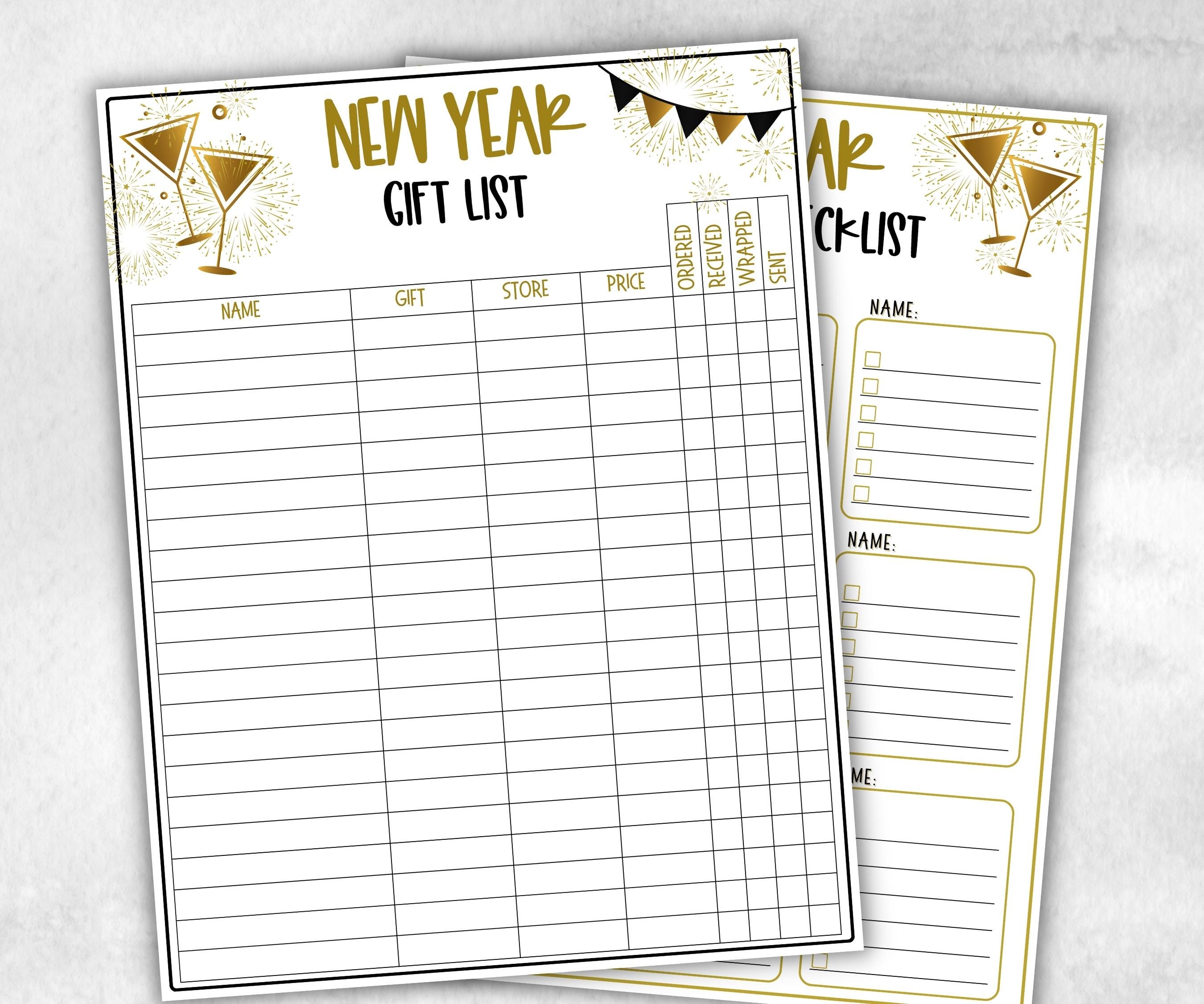 Printable New Year Gift List, Holiday Shopping Budget Tracker, Printable Checklist, New Year Gift Tracker, NYE Shopping List for kid- -TheHustlingCatLady-Party Games