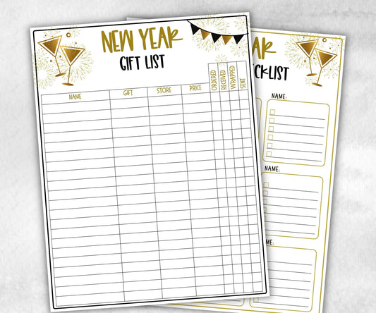 Printable New Year Gift List, Holiday Shopping Budget Tracker, Printable Checklist, New Year Gift Tracker, NYE Shopping List for kid- -TheHustlingCatLady-Party Games