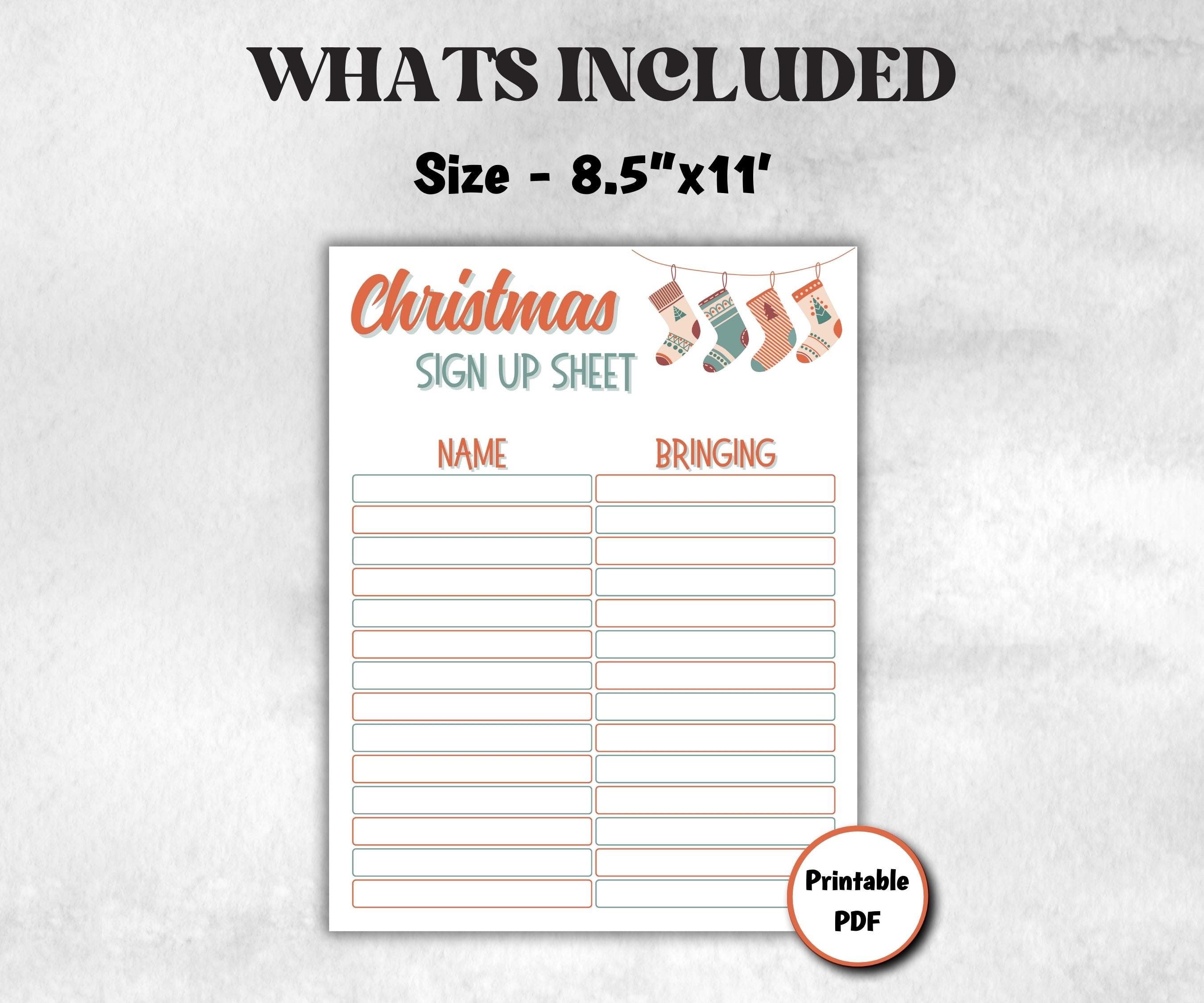 Potluck Signup Sheet, Christmas Potluck Signup Sheet, Printable Holiday Food Sign Up, Family Feast Planner, Church Potluck, Holiday, Holiday-Christmas -TheHustlingCatLady-Party Games