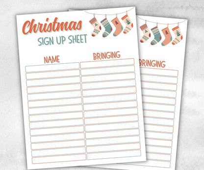 Potluck Signup Sheet, Christmas Potluck Signup Sheet, Printable Holiday Food Sign Up, Family Feast Planner, Church Potluck, Holiday, Holiday-Christmas -TheHustlingCatLady-Party Games