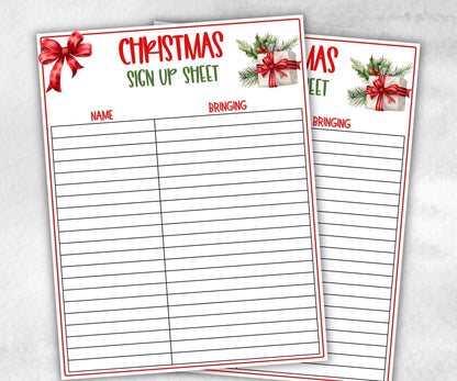 Family Feast Planner, Christmas Potluck Signup Sheet, Printable Holiday Food Sign Up, Church Potluck, Holiday, Potluck Signup Sheet, Holiday-Christmas -TheHustlingCatLady-Party Games