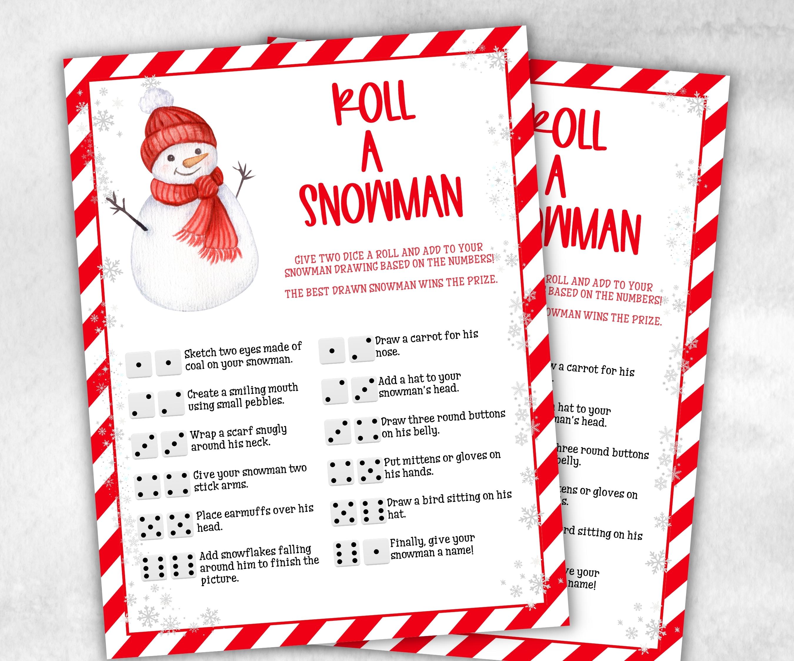 Roll a Snowman Game, Printable Christmas Activity, Fun Family Game, Holiday Classroom Game, Fun Family Game, Christmas Winter Activity-Christmas -TheHustlingCatLady-Party Games