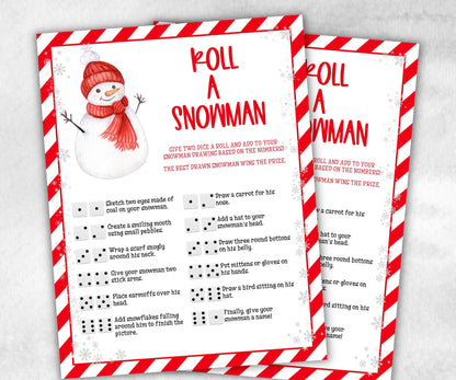 Roll a Snowman Game, Printable Christmas Activity, Fun Family Game, Holiday Classroom Game, Fun Family Game, Christmas Winter Activity-Christmas -TheHustlingCatLady-Party Games