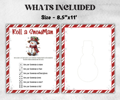 Printable Christmas Activity, Holiday Classroom Game, Roll a Snowman Game, Fun Family Game, Fun Family Game, Christmas Winter Activity-Christmas -TheHustlingCatLady-Party Games