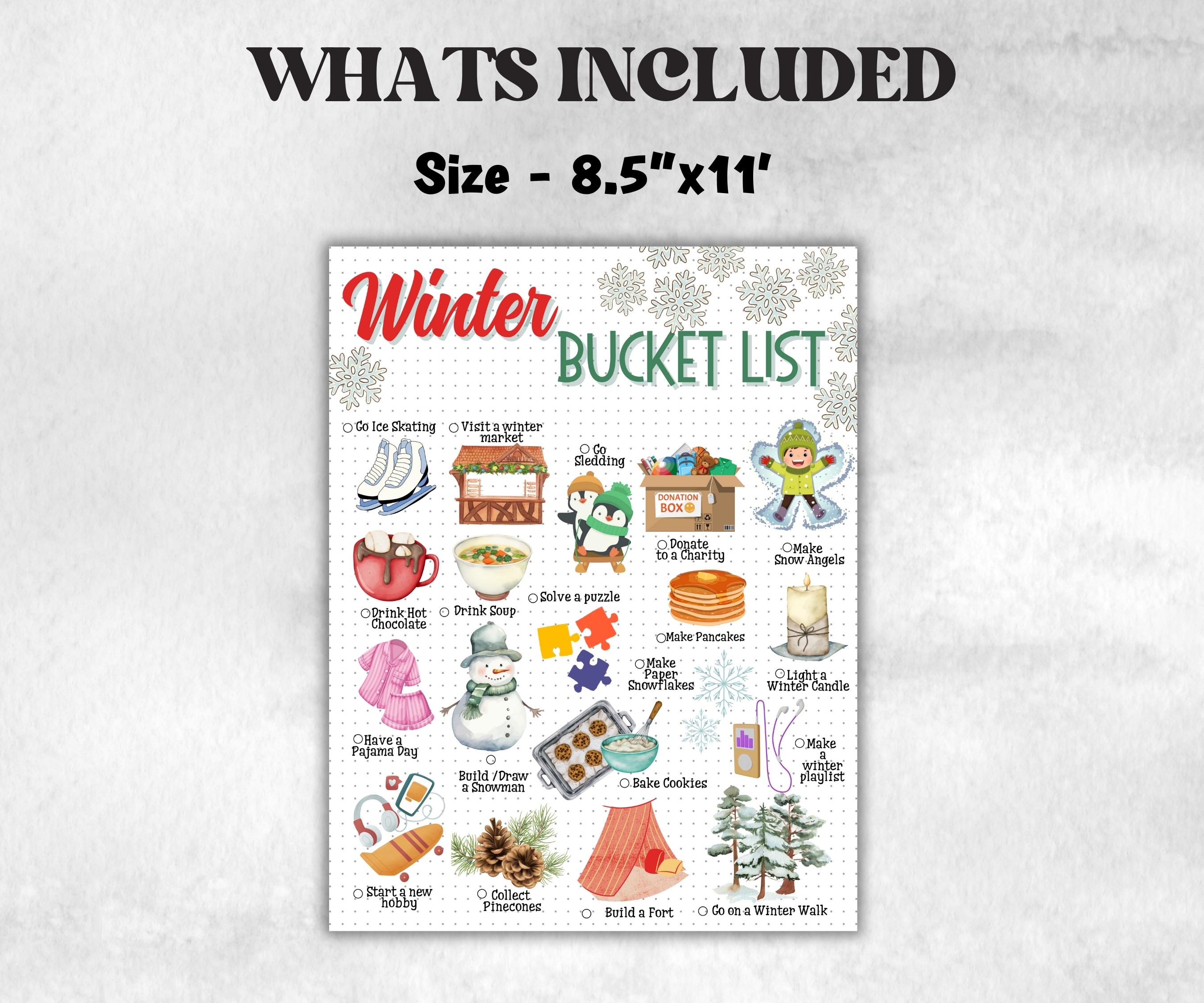 Winter Bucket List Printable, Holiday Activities Checklist, Family Fun Ideas, Family Traditions, Kids winter Bucket List, Kids Checklist-Christmas -TheHustlingCatLady-Party Games