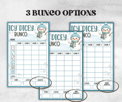 Winter Bunco Night, Printable Winter Bunco Score Sheet, Winter Bunco Table Cards, Bunco Game, Tally Sheet, bunco score cards, December Bunco-Christmas -TheHustlingCatLady-Party Games