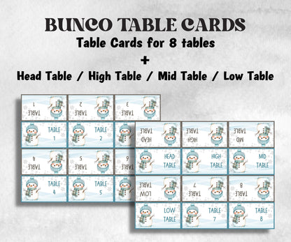 Winter Bunco Night, Printable Winter Bunco Score Sheet, Winter Bunco Table Cards, Bunco Game, Tally Sheet, bunco score cards, December Bunco-Christmas -TheHustlingCatLady-Party Games