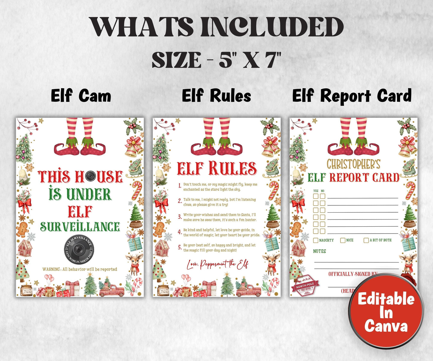 Christmas Elf Bundle, Elf Arrival Letter, Printable Elf Kit, Elf warning Elf Notes, Elf Calendar, Elf Report Card, Elf Adoption Certificate-Christmas -TheHustlingCatLady-Templates