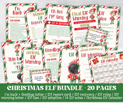 Christmas Elf Activity Bundle, Elf Arrival Letter, Elf Kit, Elf warning, Elf Notes, Elf Calendar, Elf Report Card, Elf Adoption Certificate-Christmas -TheHustlingCatLady-Templates