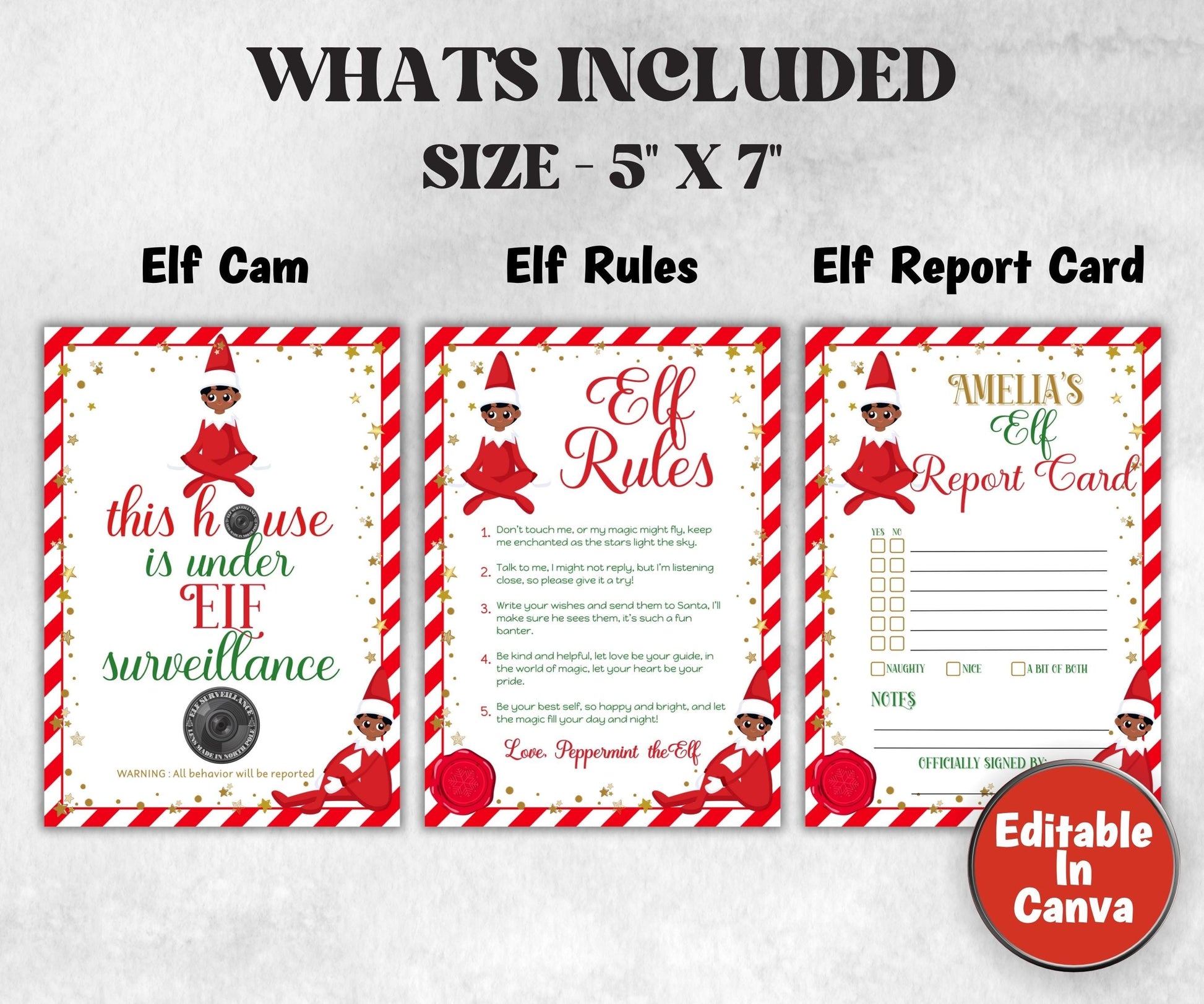 Editable Elf Adoption Certificate, Christmas Elf Cam Bundle , Elf Rules, Elf Kit, Official Elf warning, Elf Notes, Elf Report Card, Elf card-Christmas -TheHustlingCatLady-Templates