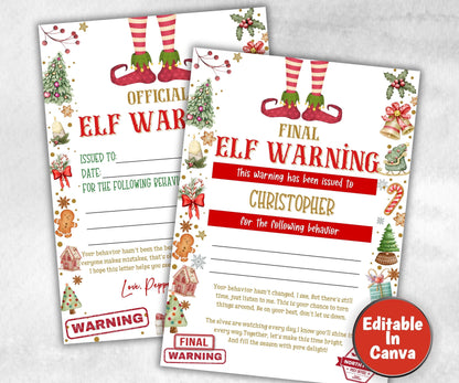 Elf Official Warning Letter, Final Warning Letter, Elf Letter Template, Holiday Fun, Kids Christmas Activity, Printable North pole letter-Christmas -TheHustlingCatLady-Templates