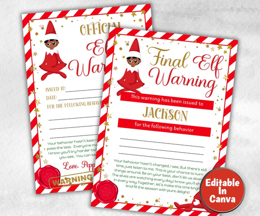 Final Warning Letter, Elf Official Warning Letter, Elf Letter Template, Holiday Fun, Kids Christmas Activity, Printable North pole letter-Christmas -TheHustlingCatLady-Templates