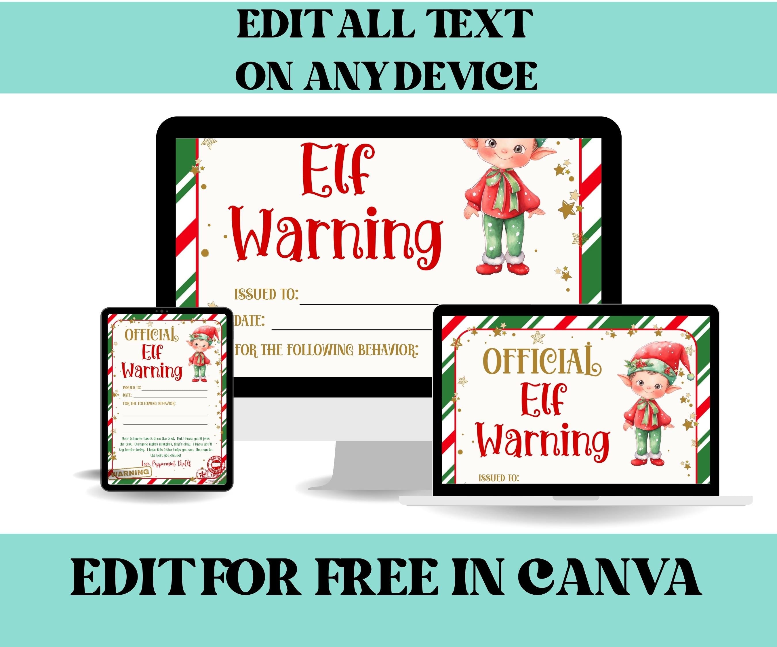 Elf Warning Letter Template, Elf Official Warning Letter, Final Warning Letter, Holiday Kids Christmas Activity, Printable North pole letter-Christmas -TheHustlingCatLady-Templates