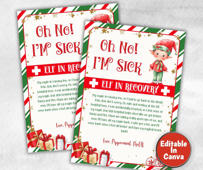 Oh No I’m Sick Elf Letter, Editable Elf Recovery Letter, Kids Elf Printable, Elf Arrival Note, Don’t Touch the Elf, Elf Idea Activities-Christmas -TheHustlingCatLady-Templates