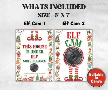 Printable Elf Cam, Elf Cam Sign, Santa Cam Letter, Editable Elf Template, Elf Camera, Christmas Printable, Surveillance Elf Cam, Elf Decor-Christmas -TheHustlingCatLady-Templates