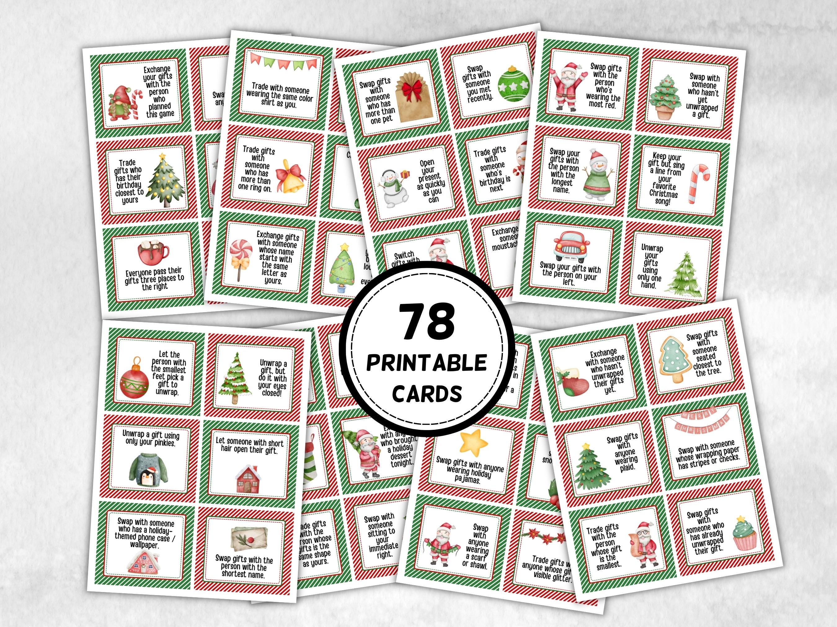 Classroom Xmas Activity, Gift exchange Game Cards, White Elephant Gift Exchange, Christmas Group Game, Holiday Swap Ideas, Office Party Game-Christmas -TheHustlingCatLady-Party Games