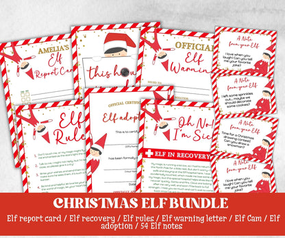 Mini Christmas Elf Cam Bundle , Elf Rules, Elf Kit, Official Elf warning, Elf Notes, Elf Calendar, Elf Report Card, Elf Adoption Certificate-Christmas -TheHustlingCatLady-Templates