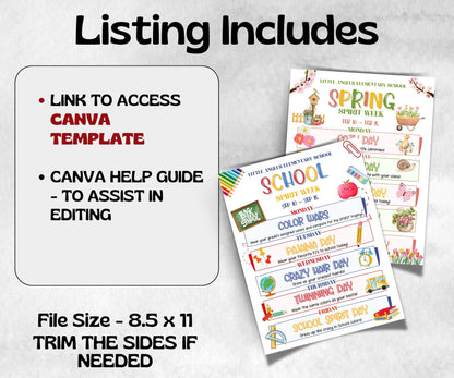 Seasonal School Spirit Week Flyer, PTO Schedule, Monthly Itinerary, Classroom PTA, Editable in Canva, Classroom Newsletter, School Events-Back To School -TheHustlingCatLady-Party Games