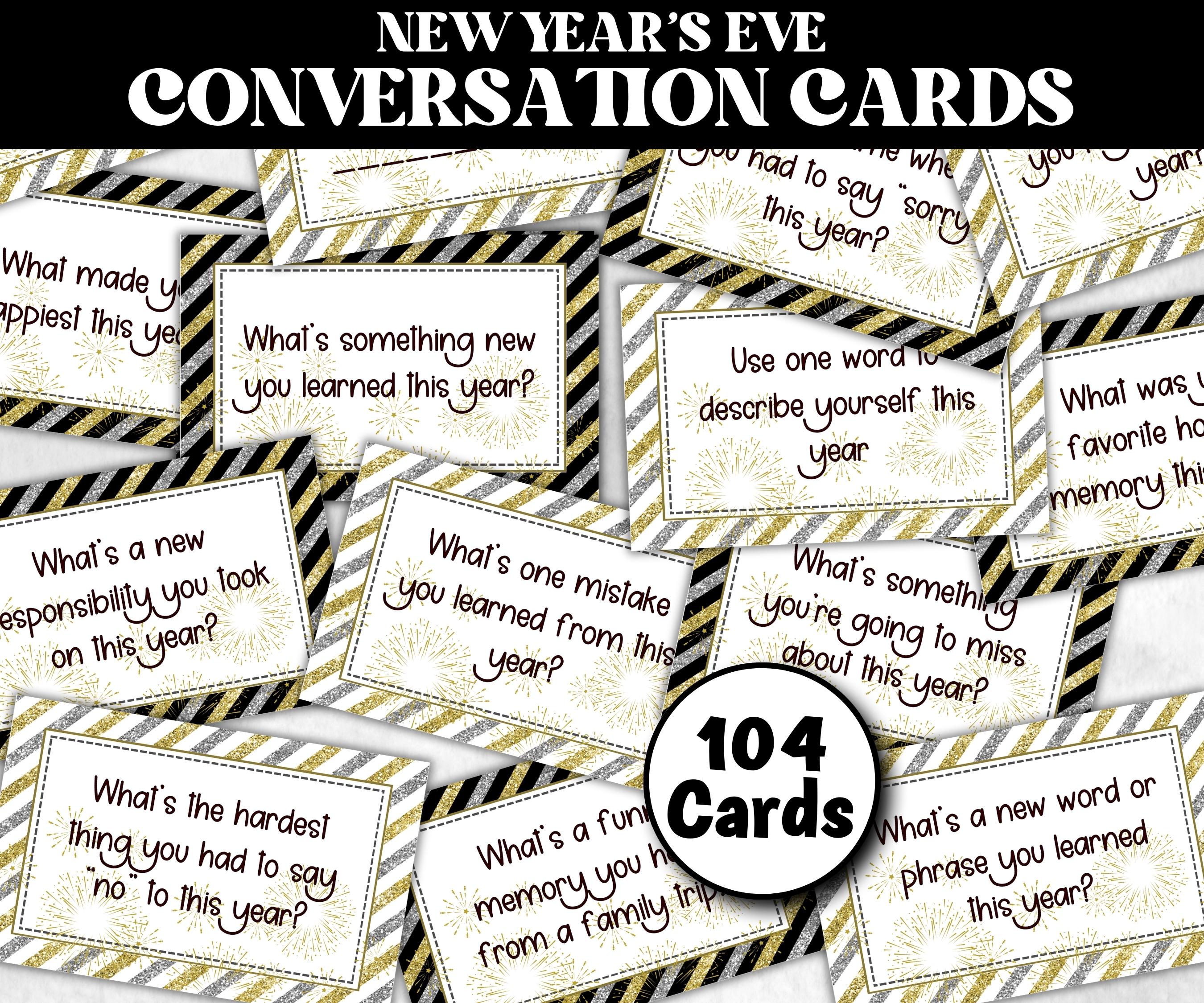 New Year's Reflection Cards, Conversation Cards, Family Conversation, Get Kids Talking, Kids New Year's Eve, New Year Party, Reflection Card- -TheHustlingCatLady-Party Games