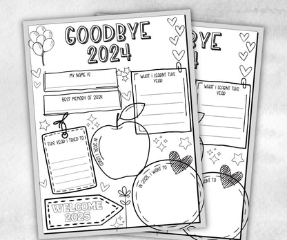 Kids Year in review, year recap printable, year in review card, end of year recap, new years eve activity, Kids New Year's Game, Classroom- -TheHustlingCatLady-Party Games