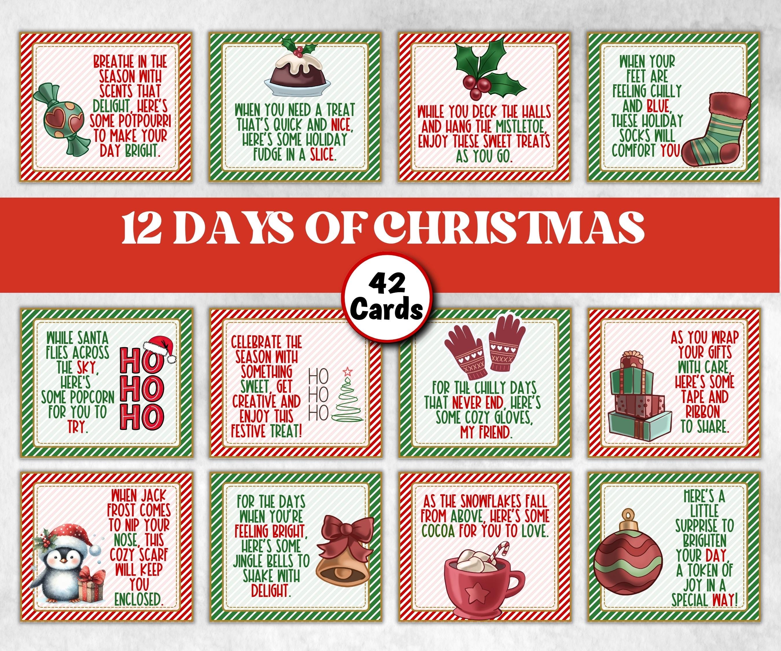 Printable 12 Days of Christmas Gift Tags, Holiday Tags for Teachers, Secret Santa Gifts, Holiday Countdown, Unique Gift tags, Christmas Gift-Christmas -TheHustlingCatLady-Party Games