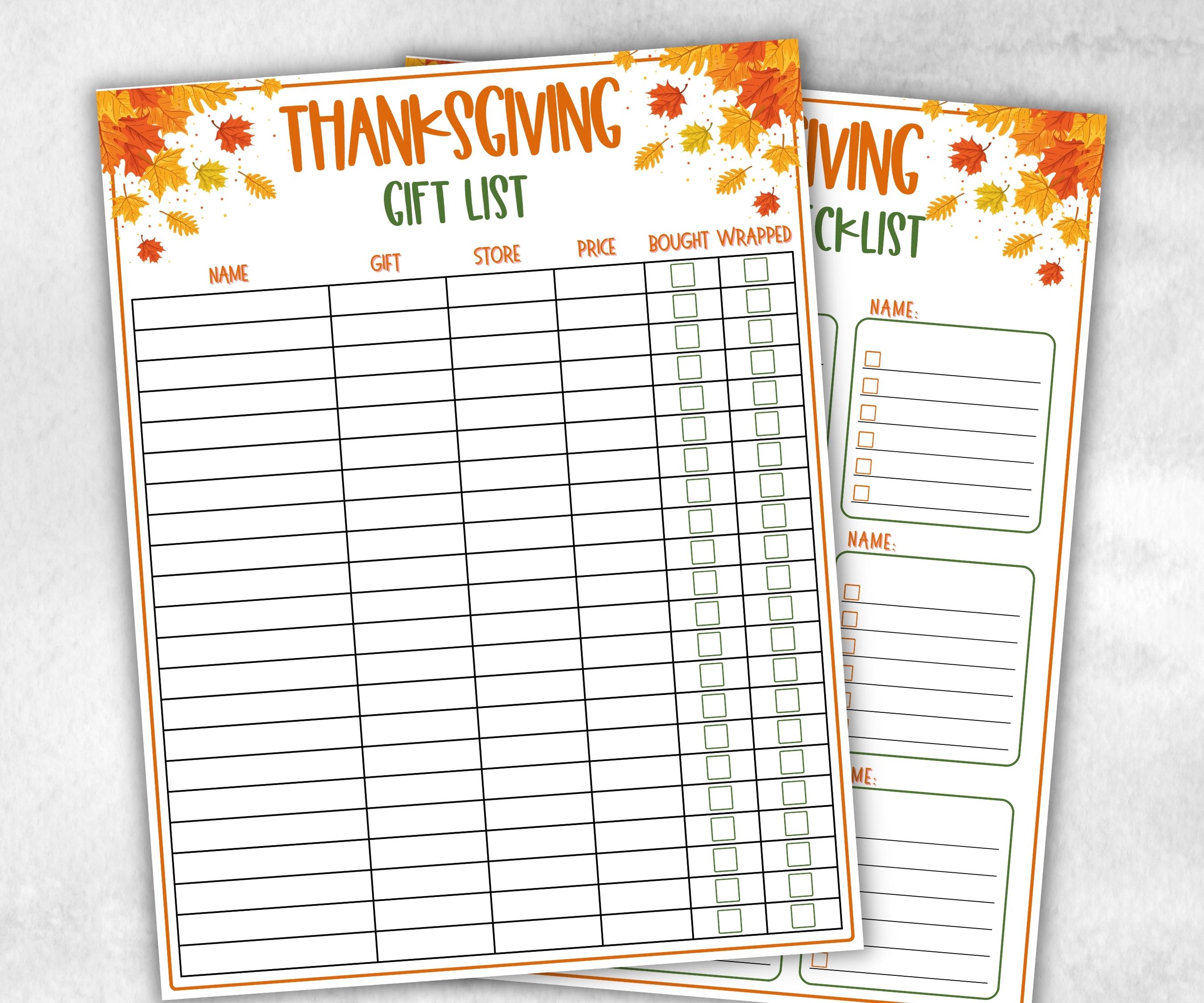 Printable Thanksgiving Gift List Tracker, Gift Planner, Thanksgiving Gift List, printable gifts list, Gift List Tracker, kids thanksgiving-Thanksgiving -TheHustlingCatLady-Party Games