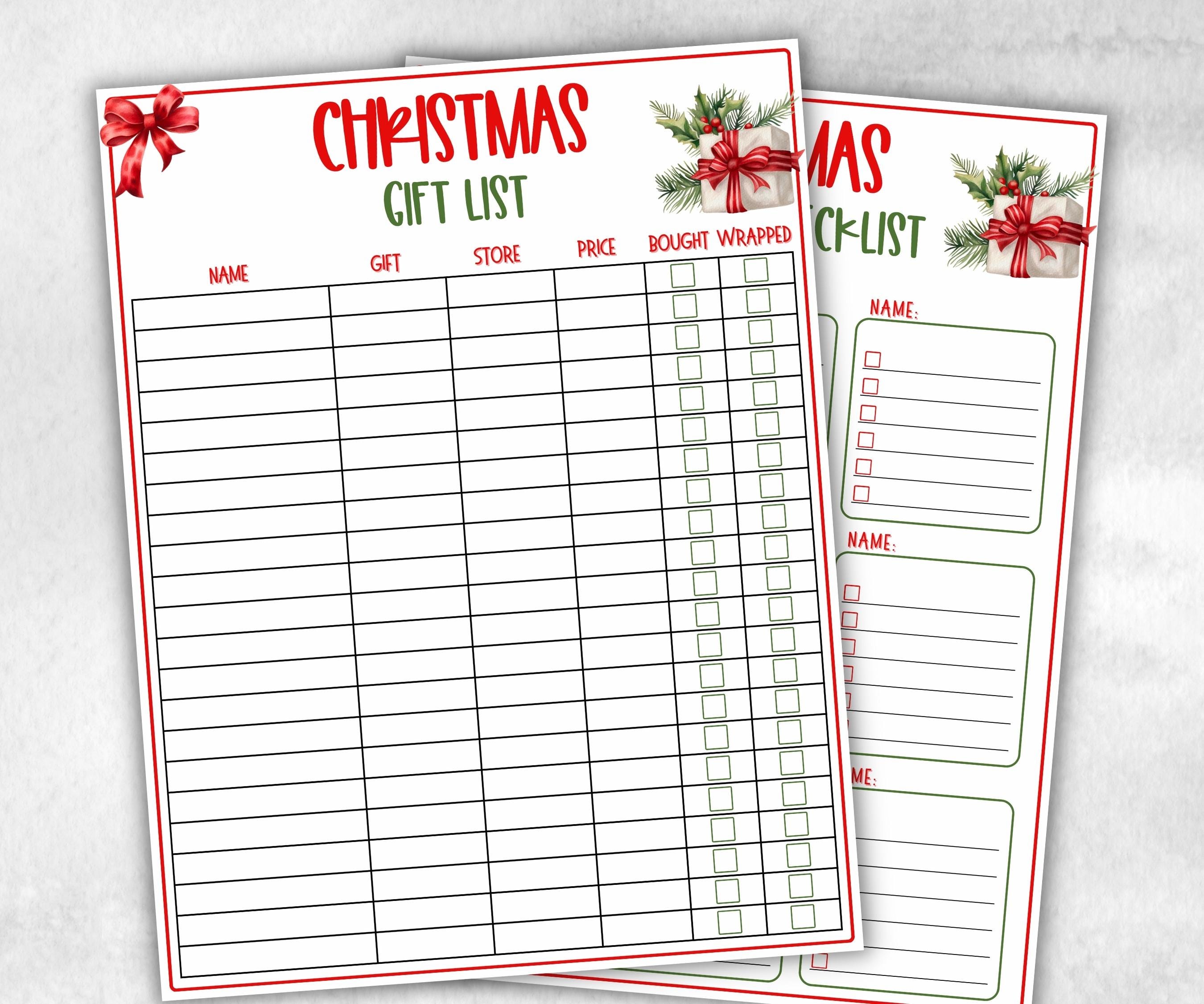 Printable Christmas Gift List, Holiday Shopping Budget Tracker, Printable Checklist, Christmas Gift Tracker, Christmas Shopping List for kid-Christmas -TheHustlingCatLady-Party Games